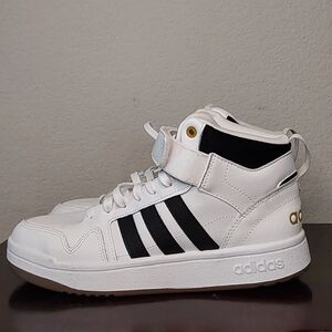 Adidas Men's White and Black High-Top Sneakers